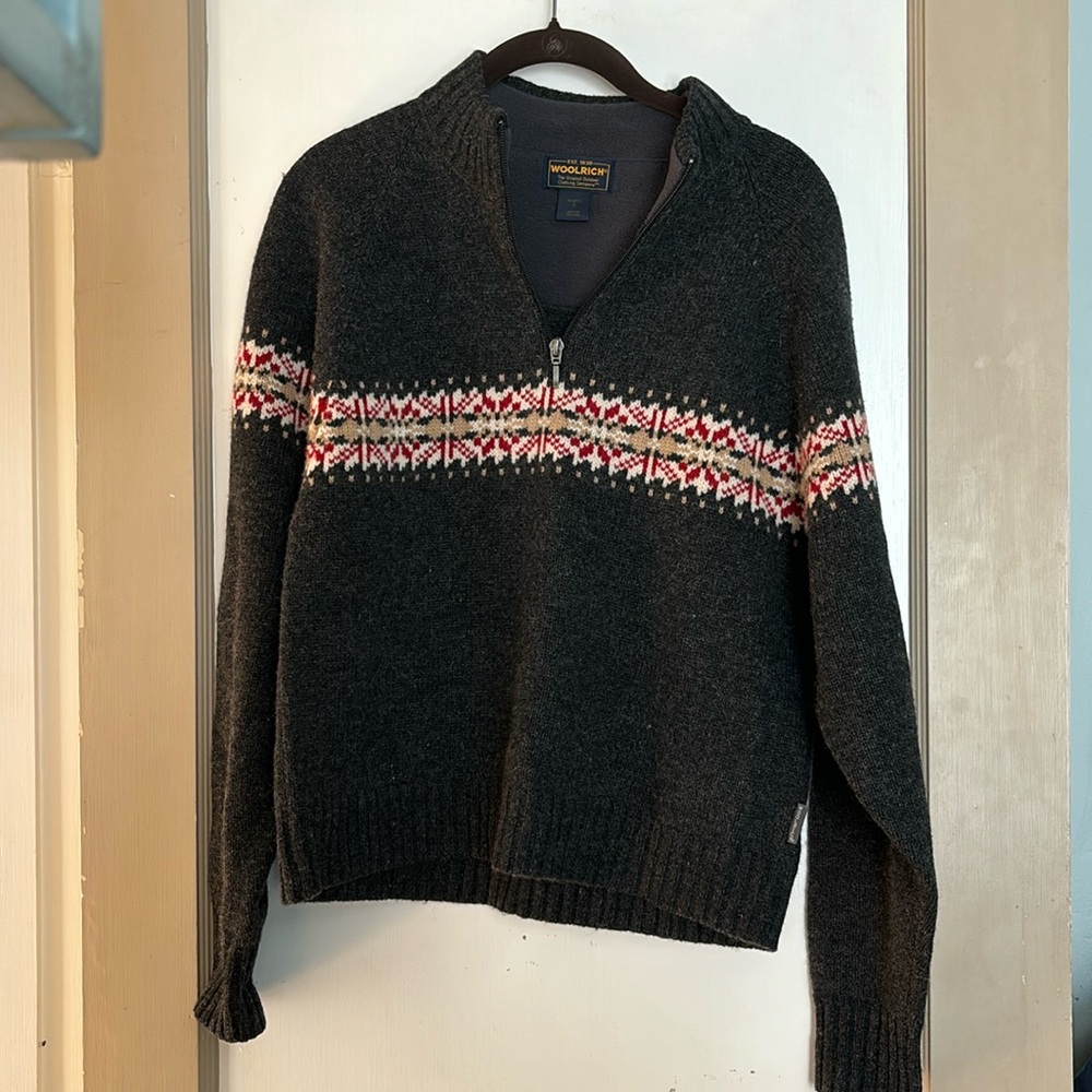 Woolrich 1/4 zip 100% lambs wool sweater S